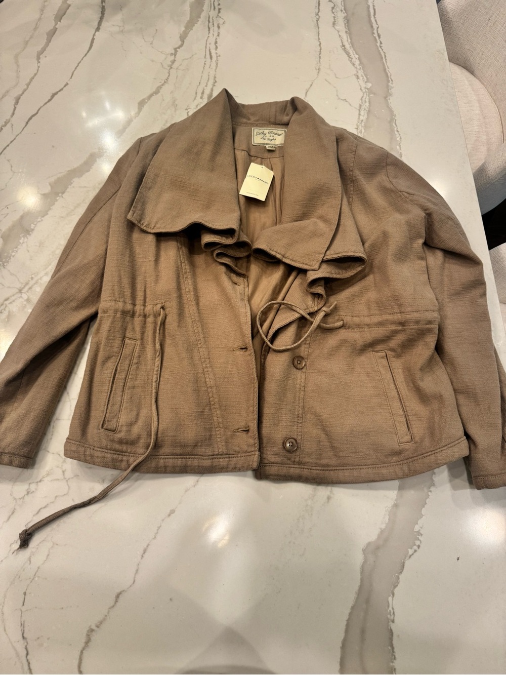 Lucky Brand Tan Jacket with Shawl Collar